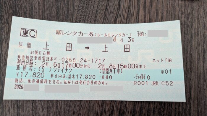 駅レンタカーのチケット